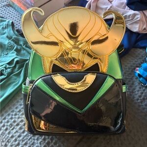 Loungefly Green and Gold Marvel Backpack